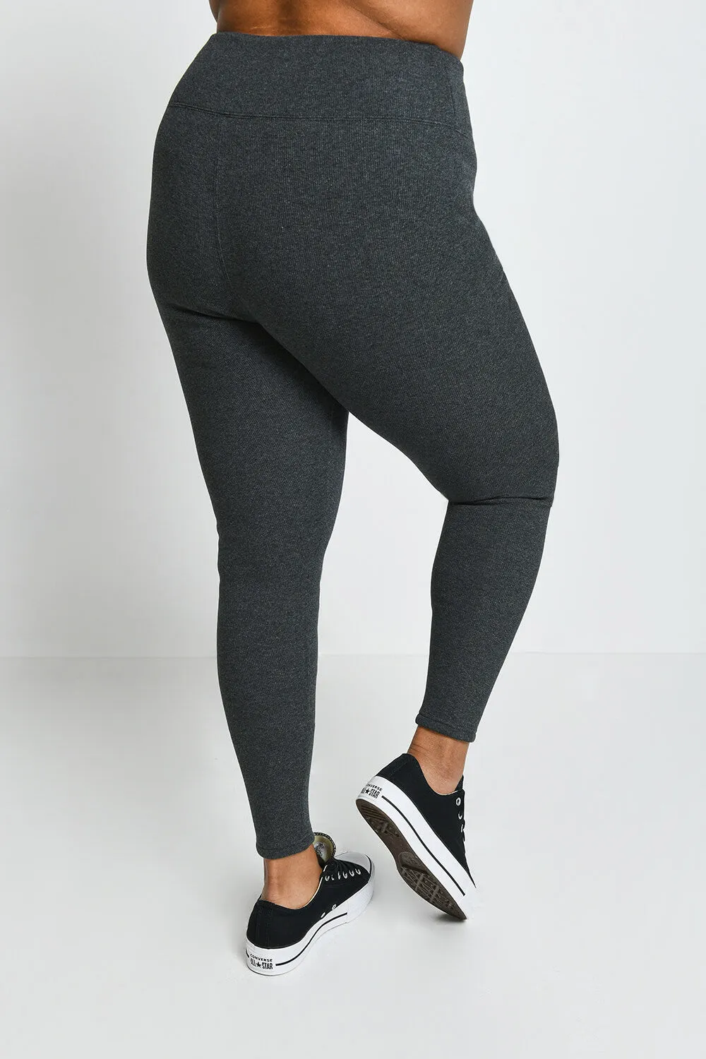 Curve Extreme Fleece Lined Leggings - Dark Grey Marl