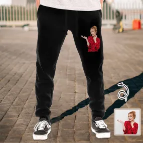 Custom Cropped Photo Men's Thick Cotton Sweatpants