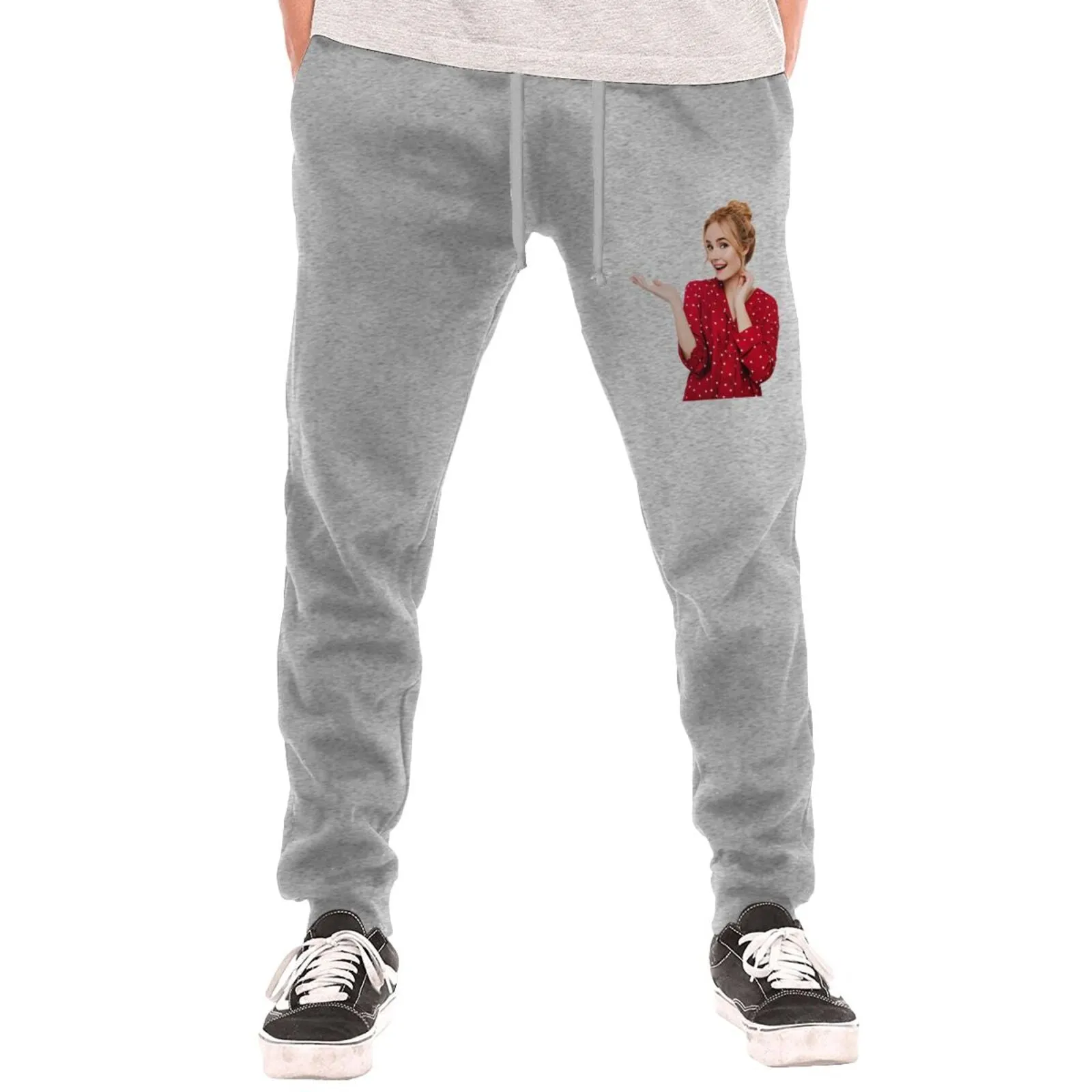 Custom Cropped Photo Men's Thick Cotton Sweatpants