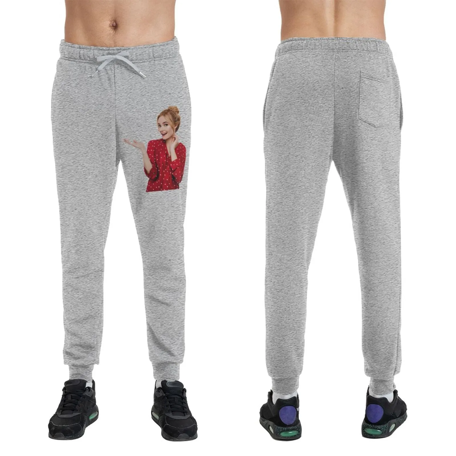 Custom Cropped Photo Men's Thick Cotton Sweatpants