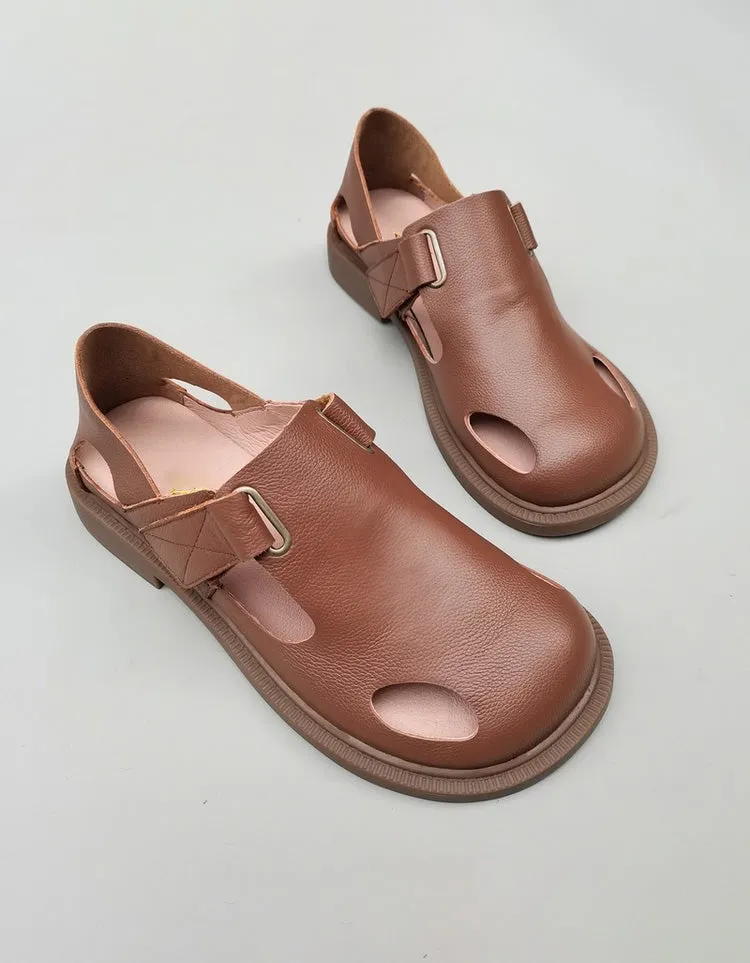 Cut Out Summer Leather Sandals Wide Toe Box for Men 39-45