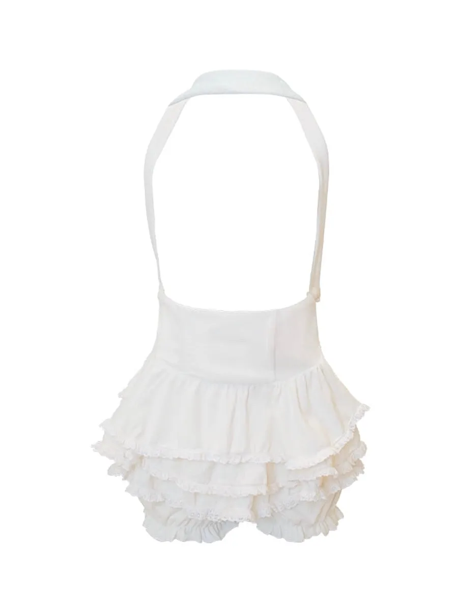 Cute Bear Ice Suspender Layered Skirt