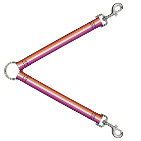 Dog Leash Splitter - Flag Lesbian Five Stripe Oranges White Pinks by Buckle-Down