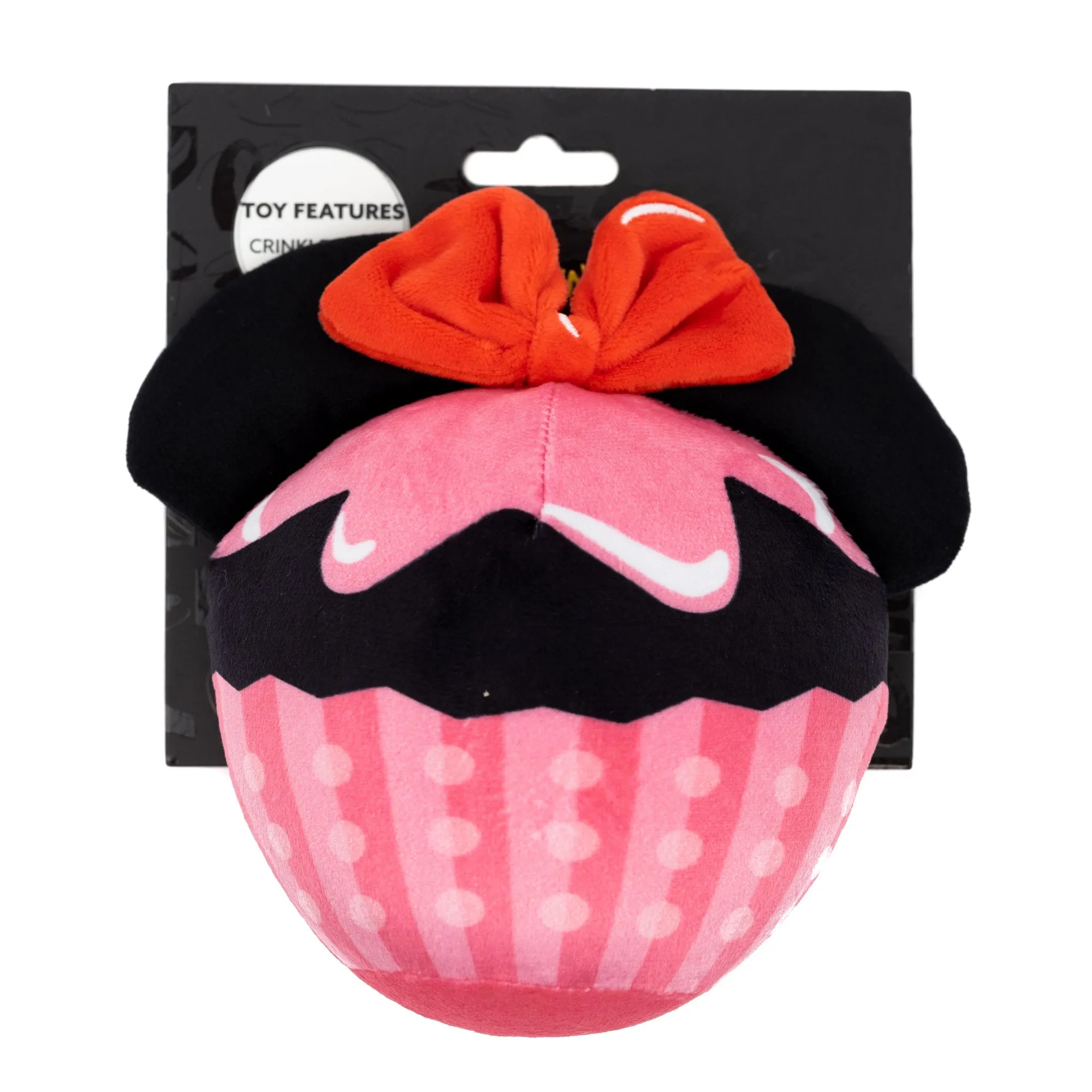 Dog Toy Squeaker Plush - Minnie Mouse Cupcake with Ears and Bow