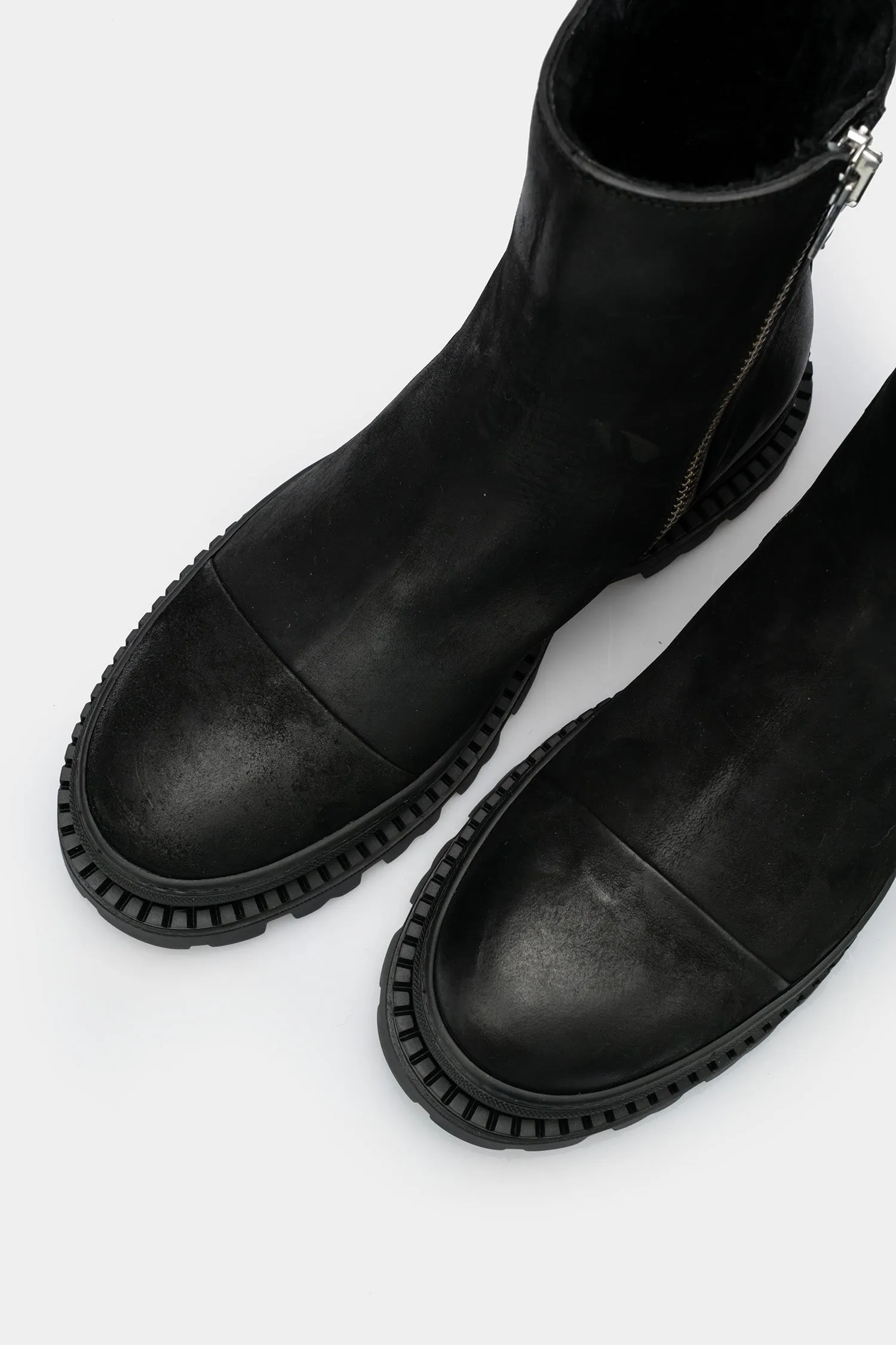 Double zip shearling lined boots