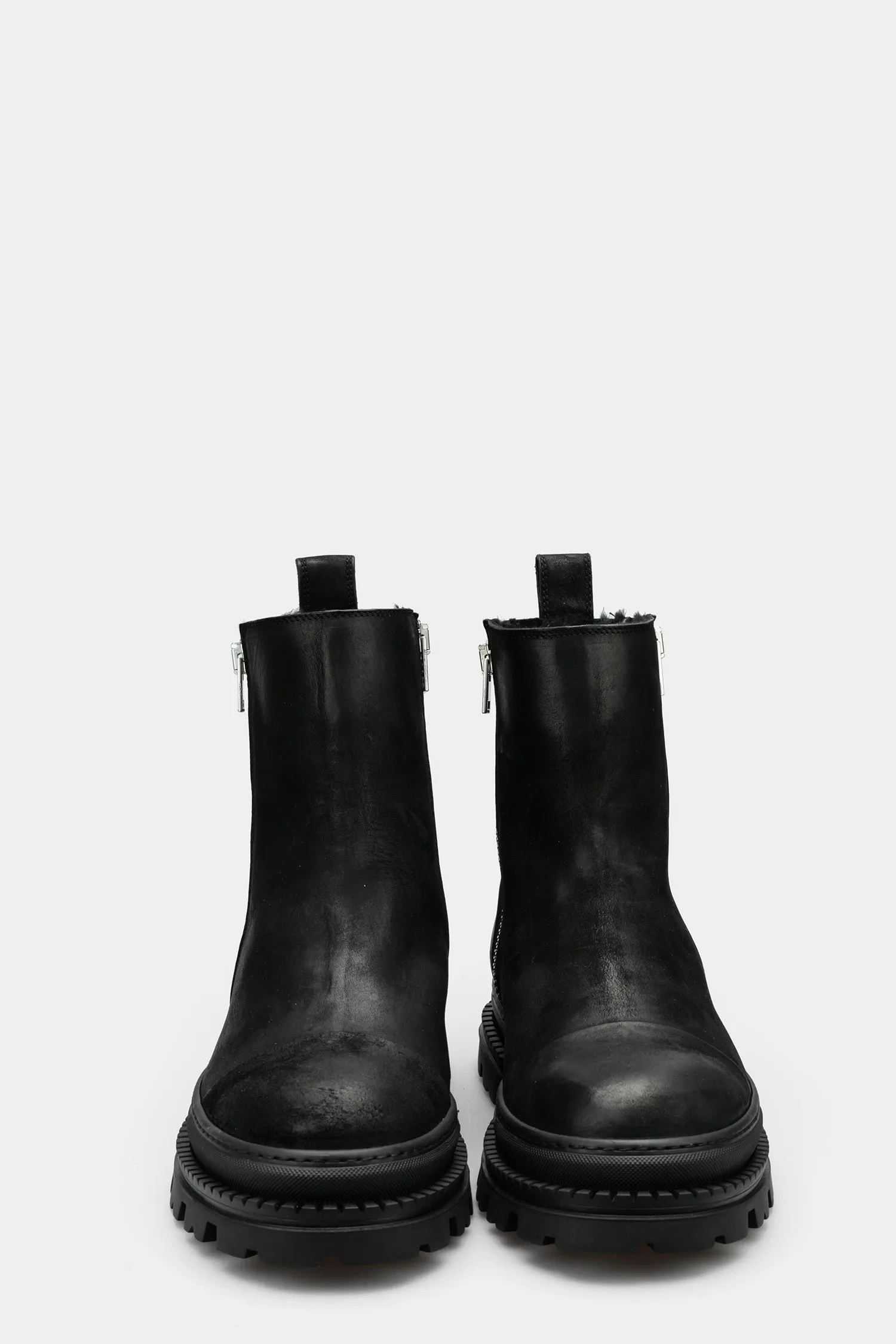 Double zip shearling lined boots