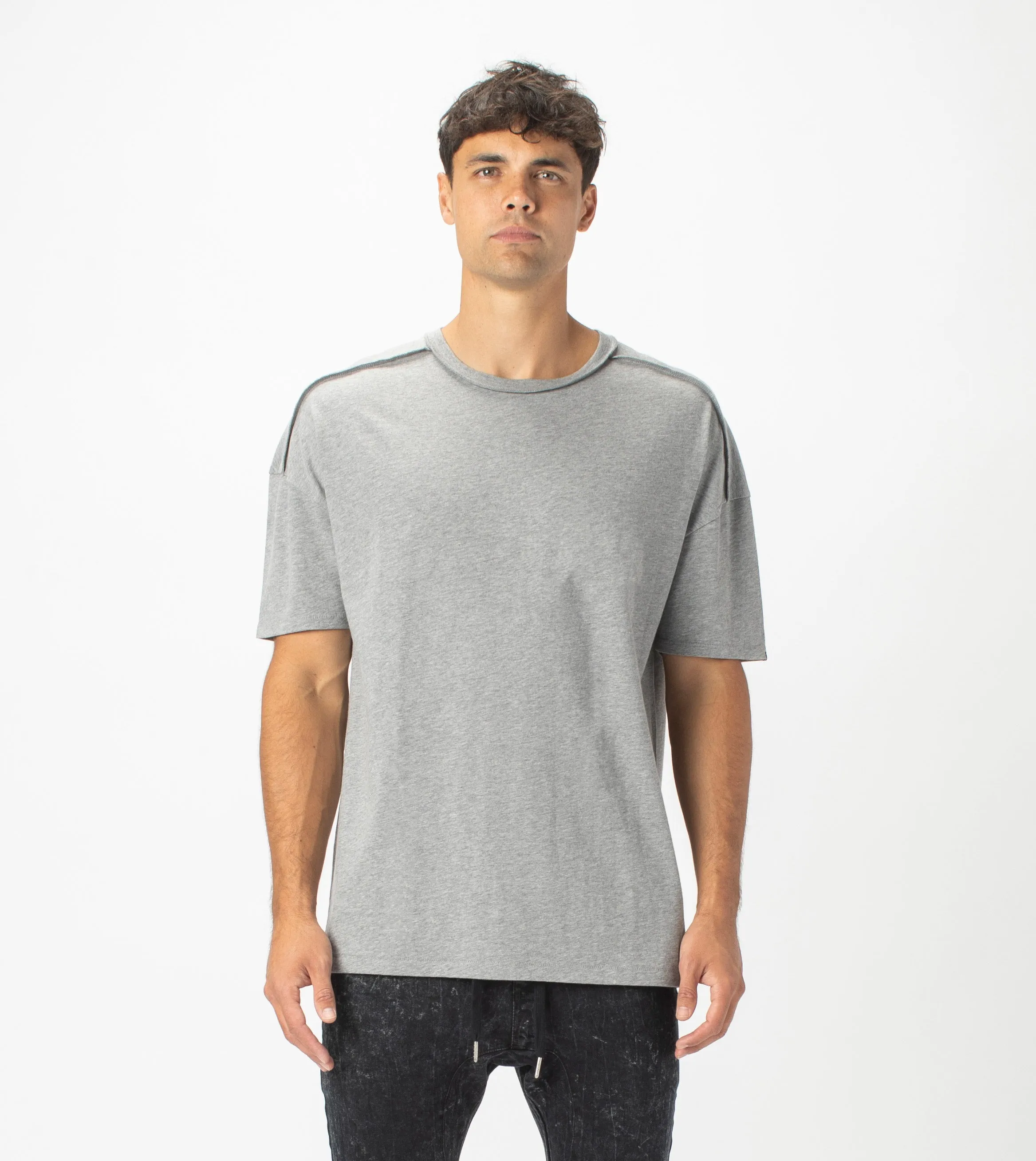 Drop Box Tee Dk Grey Marle