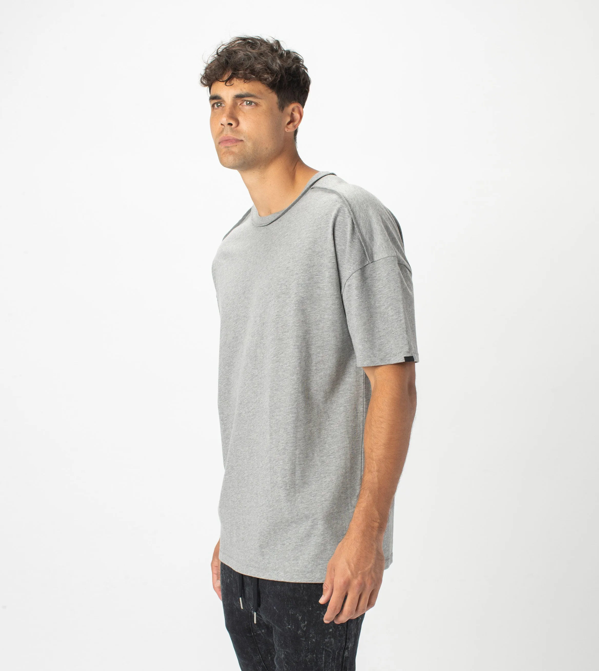 Drop Box Tee Dk Grey Marle