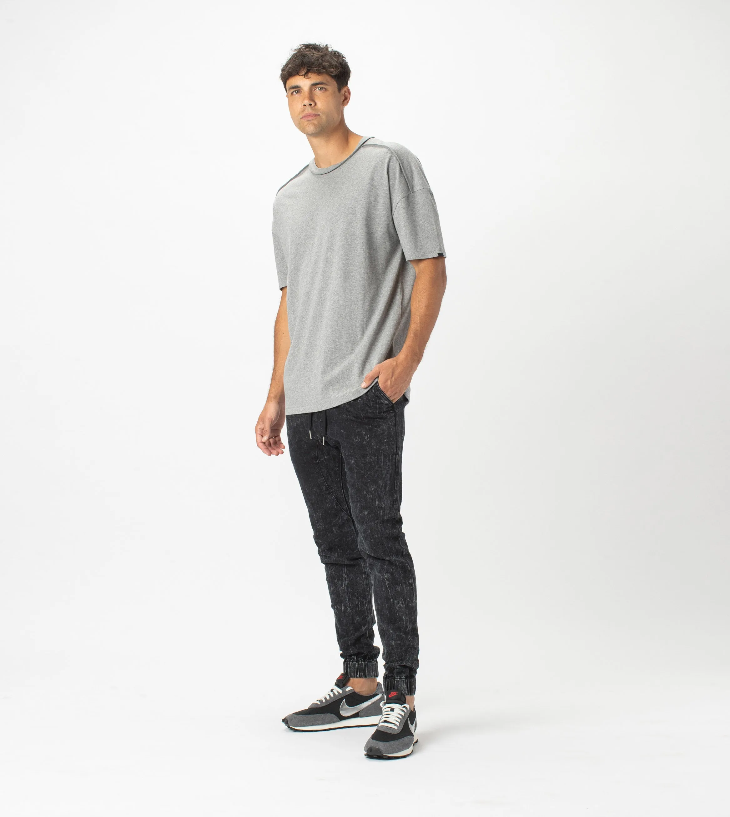 Drop Box Tee Dk Grey Marle