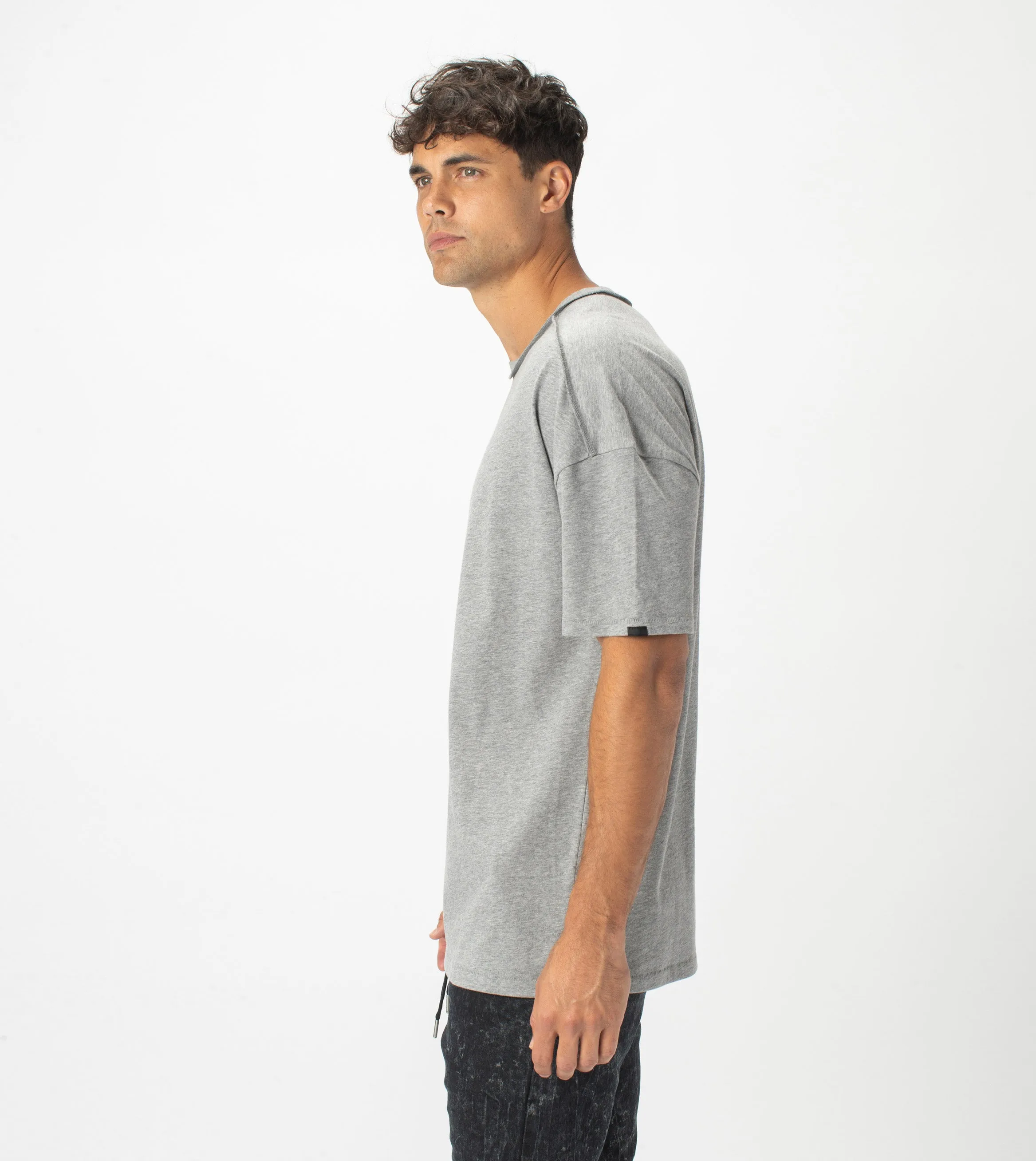 Drop Box Tee Dk Grey Marle