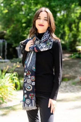 Embroidered Wool Scarf - Faye