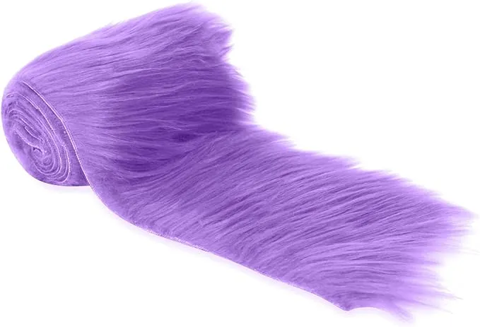 FabricLA Mohair Shaggy Faux Fur Fabric - Pre Cut Strips | Trim Ribbon | DIY Craft, Hobby, Costume, Decoration - Lavender