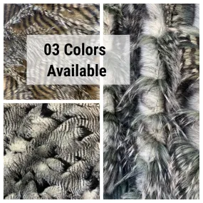 Faux Fake Fur Feathered Bird Long Pile Fabric | Faux Fur Material