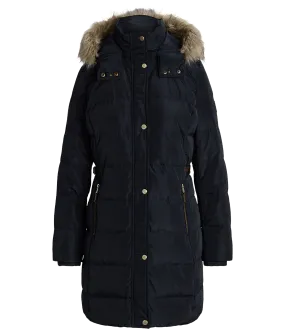 Faux-fur-trim Hooded Down Coat - Navy