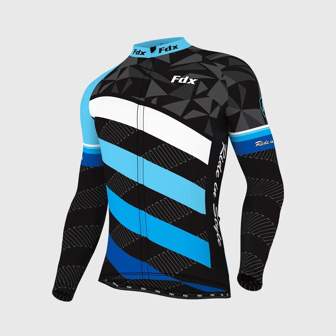 Fdx Equin Men's & Boy's Blue Thermal Roubaix Long Sleeve Cycling Jersey