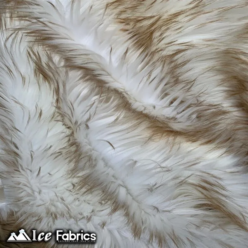 Fox Canadian Brown and White Faux Fur Fabric / Fur Material