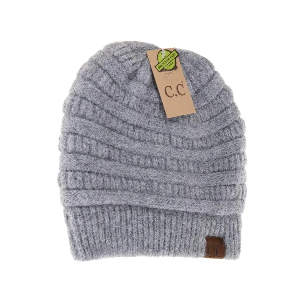 Fuzzy Lined Mixed Soft Yarn C.C Beanie (HAT4020) - Warm Hat