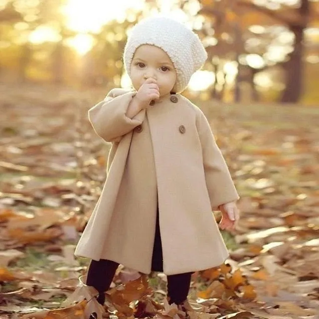 Girls Kids Clothes Baby Clothing Outwear Cloak Button Jacket Warm Coat Clothes Popular Infantil