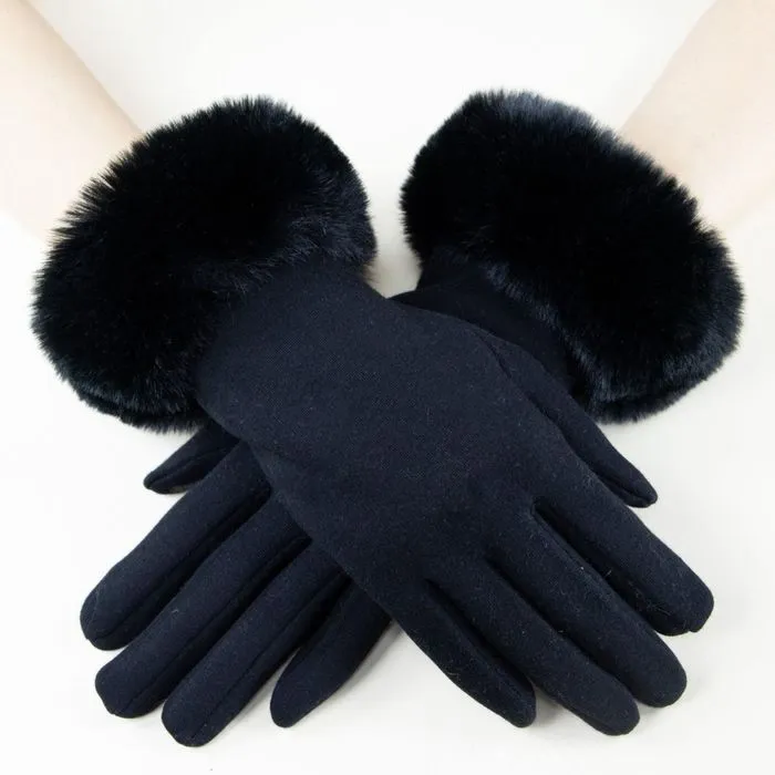 Gloves Fur Trim Winter Gloves for Women