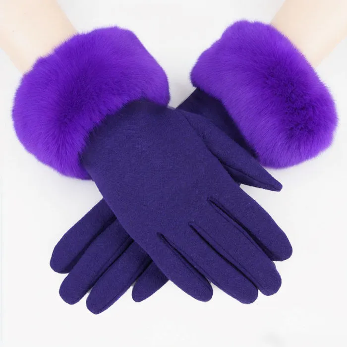 Gloves Fur Trim Winter Gloves for Women