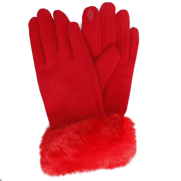 Gloves Fur Trim Winter Gloves for Women