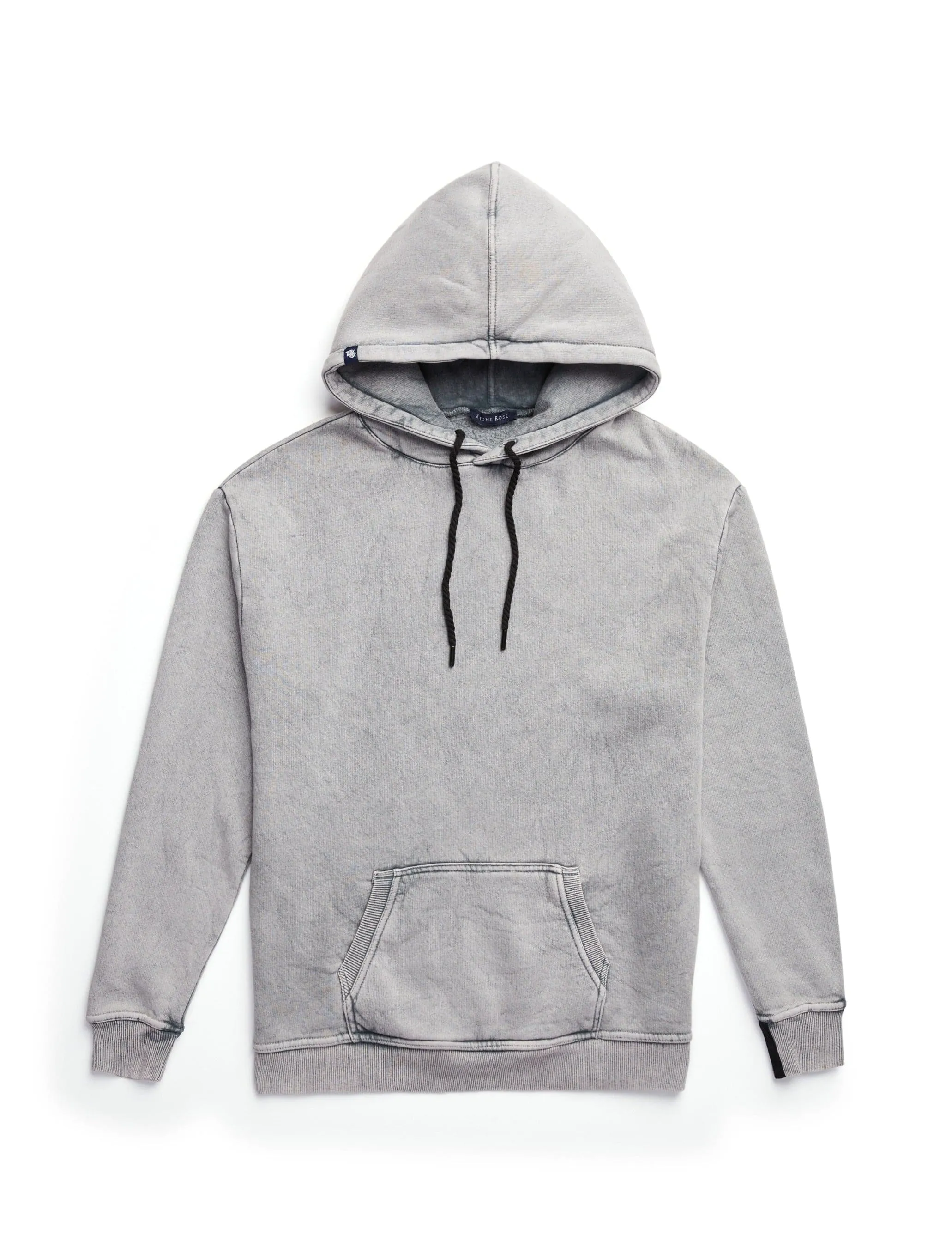 Grey Fleece Acid Wash Hoodie