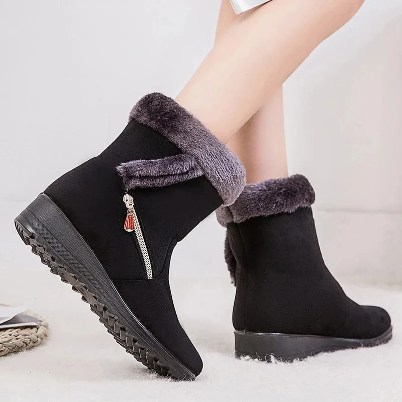 Groovywish Women Winter Boots Fur Collar Casual Orthopedic Shoes