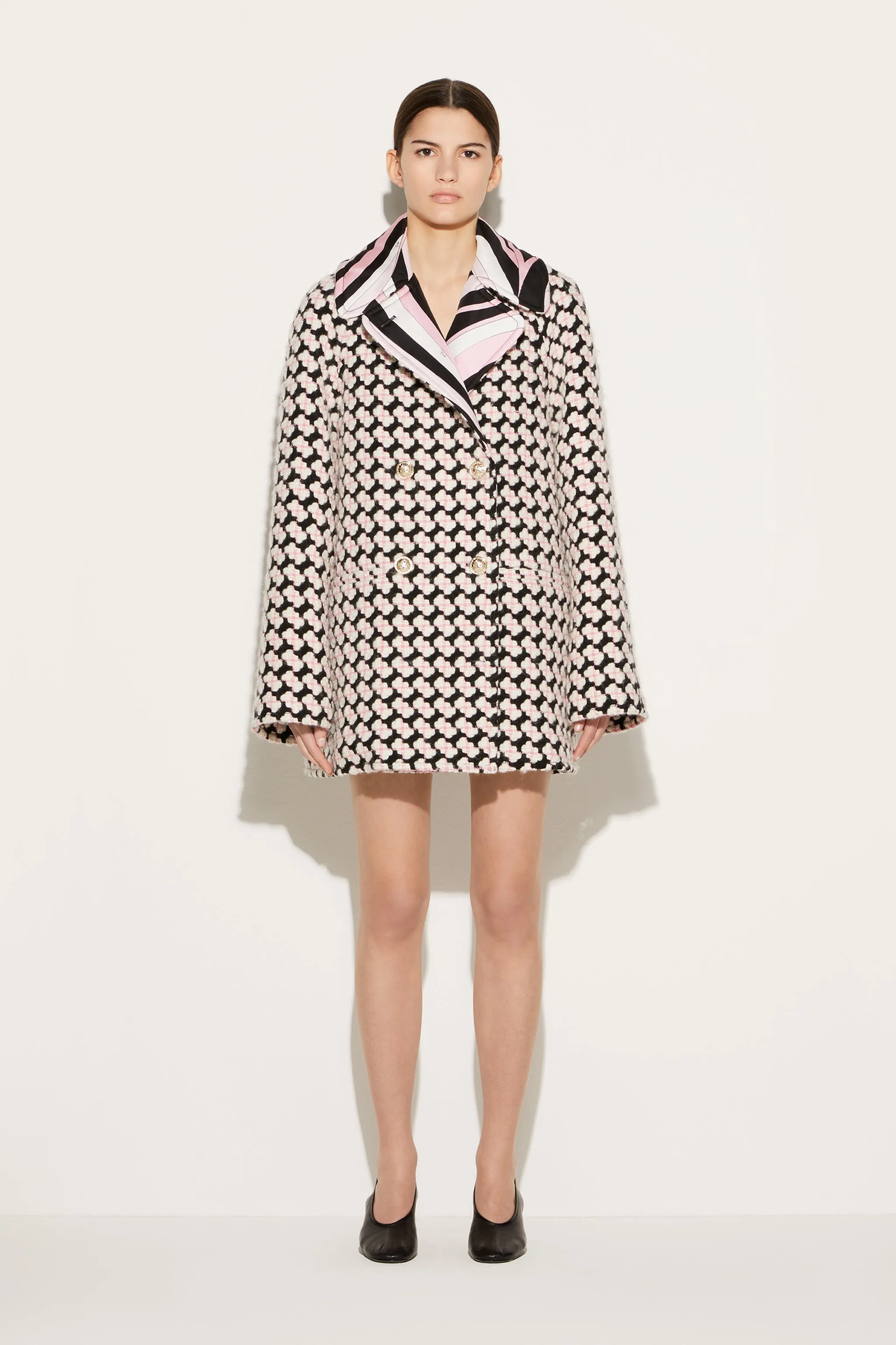 Iride-Print Tweed Coat