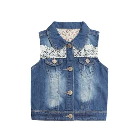 Little Girl Flower Pattern Inner Jean Vest