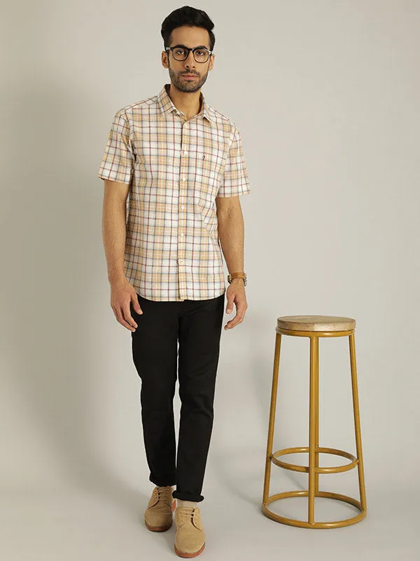 Men Checked Half Sleeve Cotton Shirt