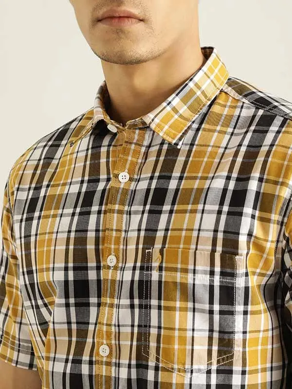 Men Checked Half Sleeve Cotton Shirt