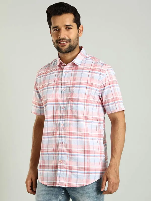 Men Checked Half Sleeve Cotton Shirt