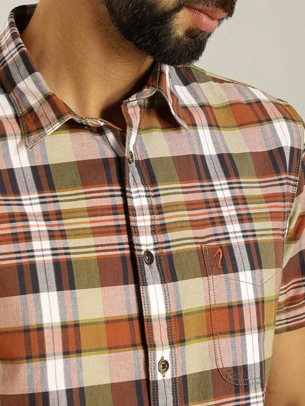 Men Checked Half Sleeve Cotton Shirt