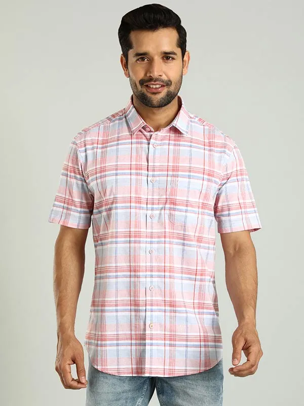 Men Checked Half Sleeve Cotton Shirt