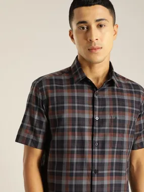 Men Checked Half Sleeve Cotton Shirt