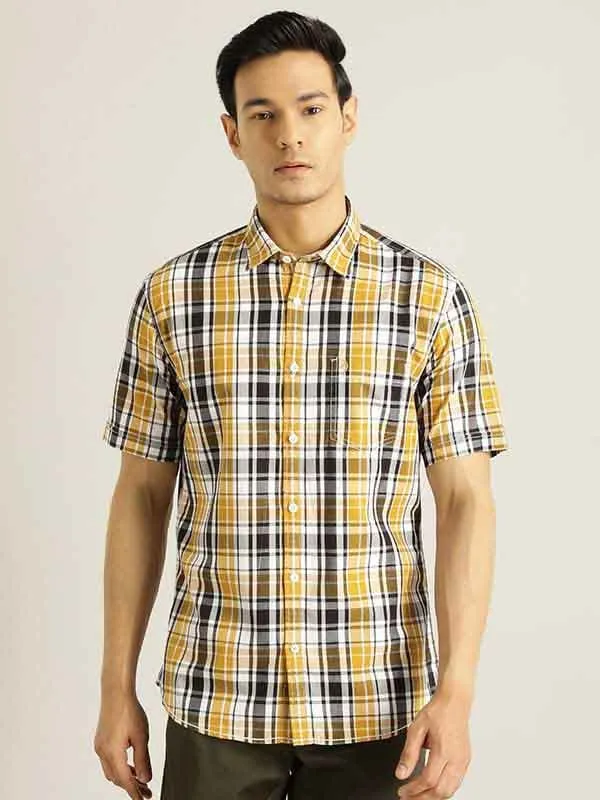 Men Checked Half Sleeve Cotton Shirt