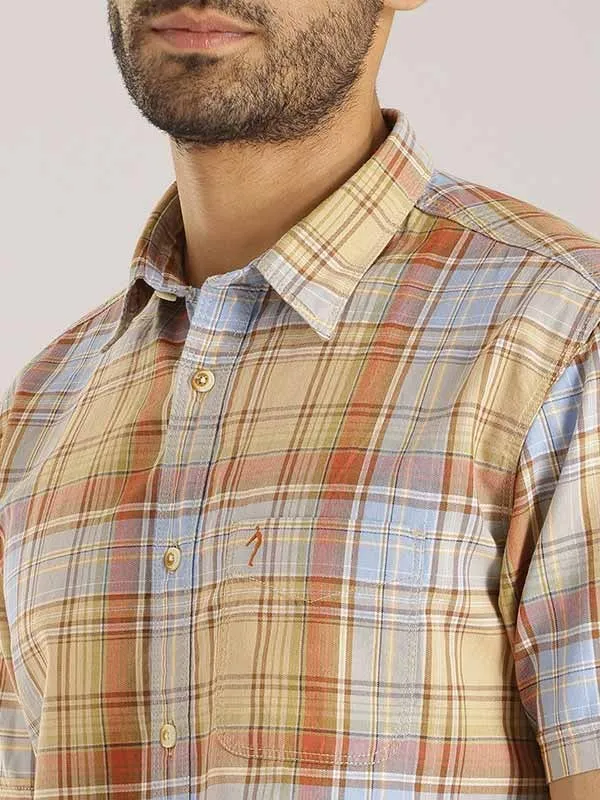 Men Checked Half Sleeve Cotton Shirt