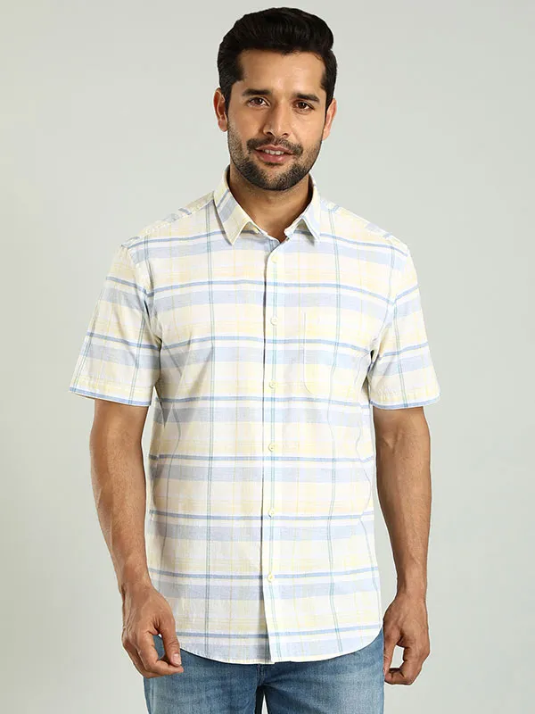 Men Checked Half Sleeve Cotton Shirt