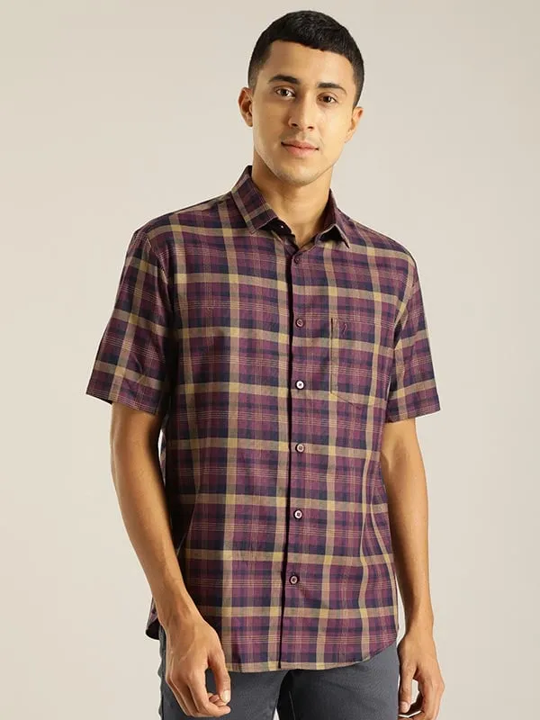 Men Checked Half Sleeve Cotton Shirt