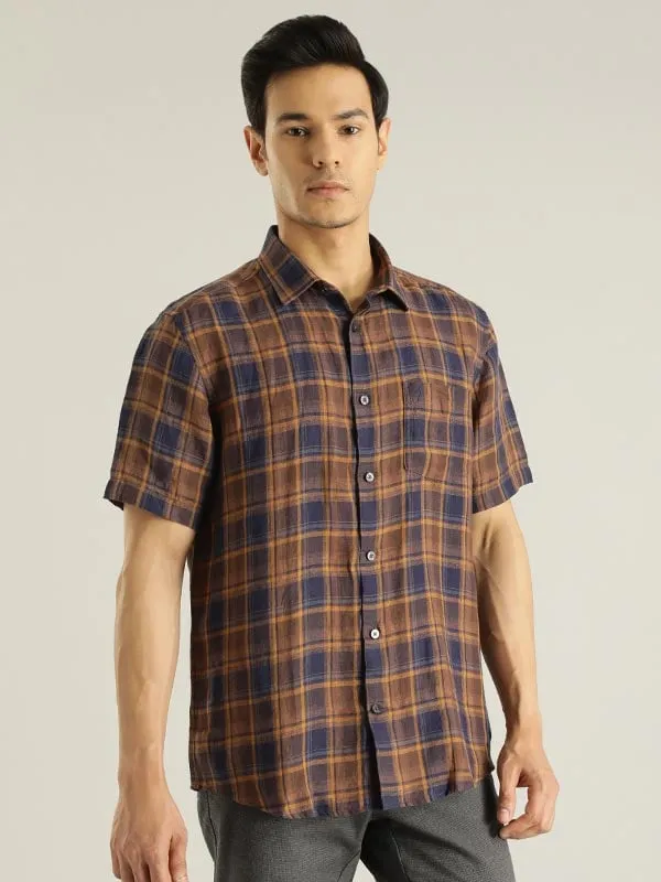 Men Checked Half Sleeve Cotton Shirt