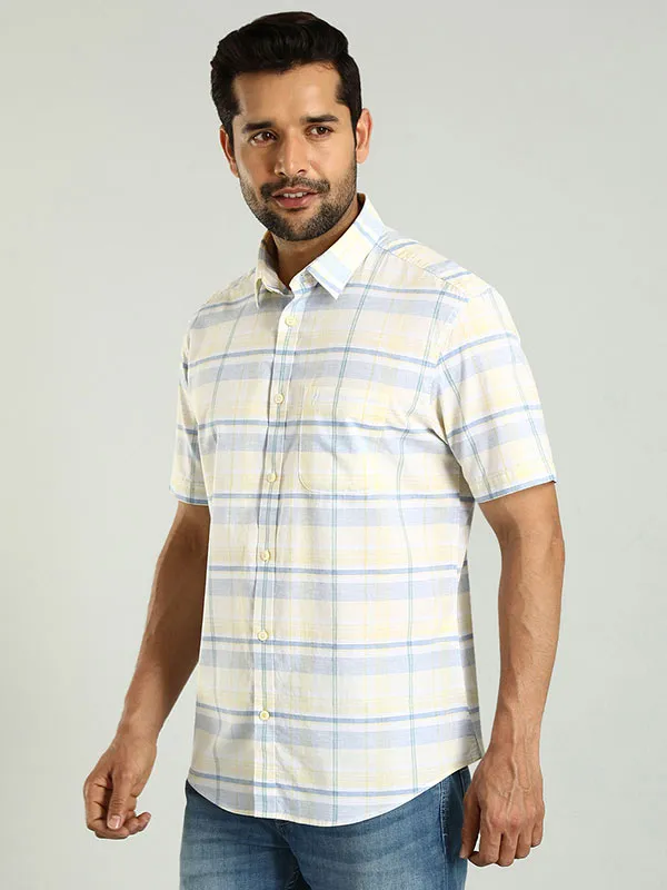 Men Checked Half Sleeve Cotton Shirt