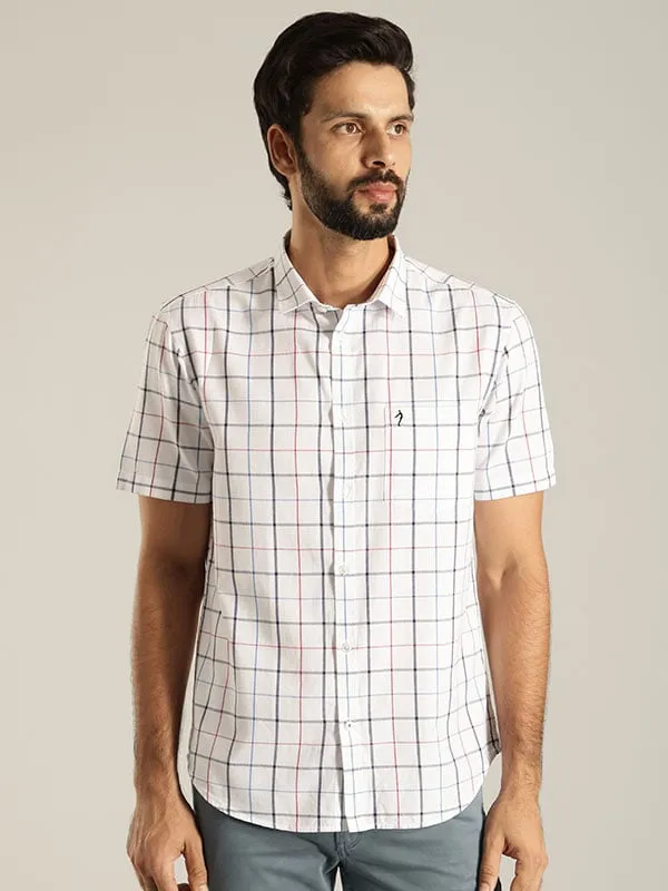 Men Checked Half Sleeve Cotton Shirt