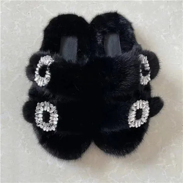 Mink Fur Slippers - Cozy Winter Shoes for Women | Flat and Fur-Feal Design