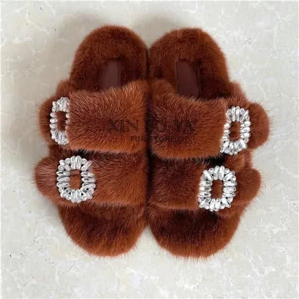 Mink Fur Slippers - Cozy Winter Shoes for Women | Flat and Fur-Feal Design