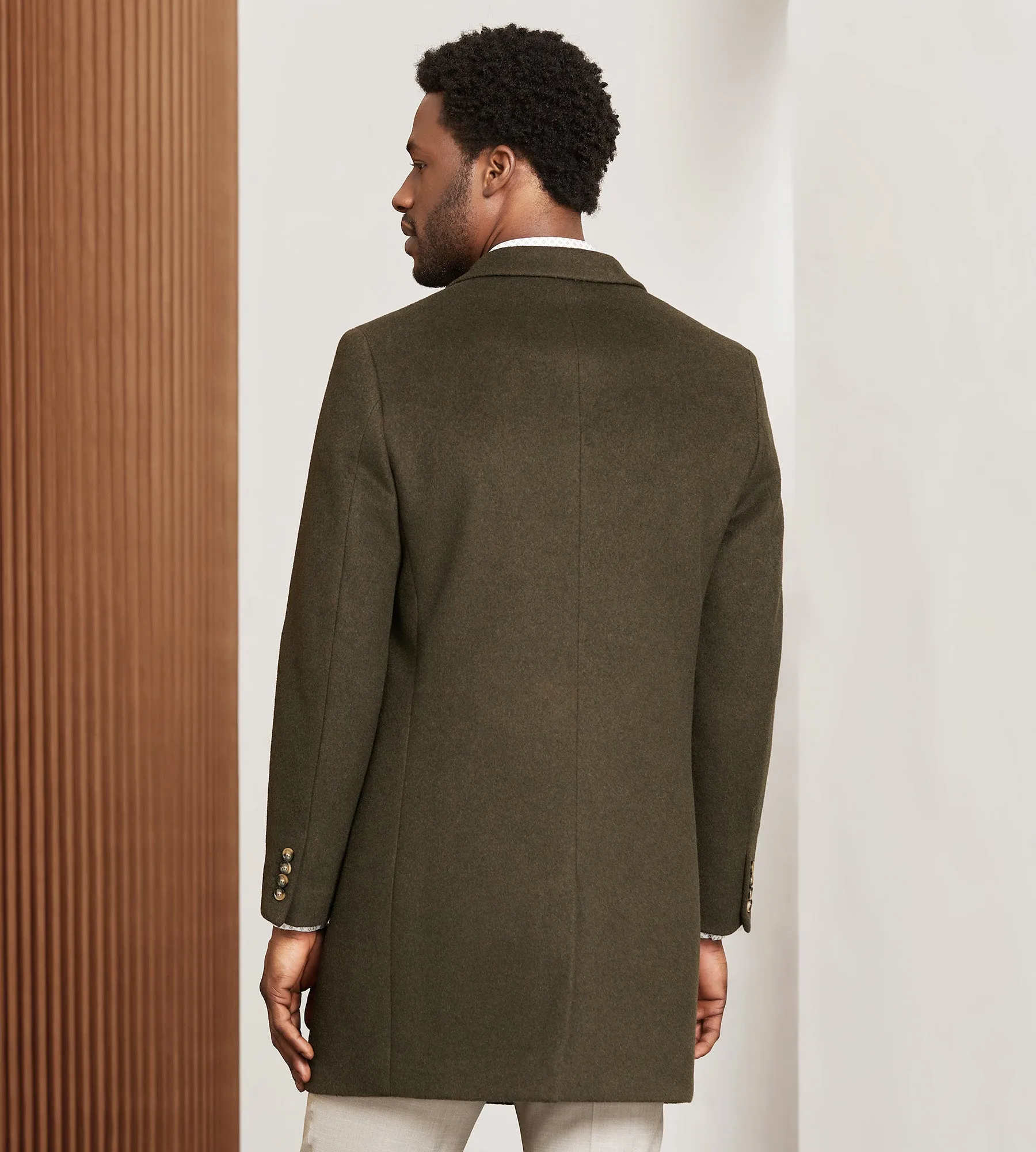 Modern Fit Water-Resistant Long Wool Coat