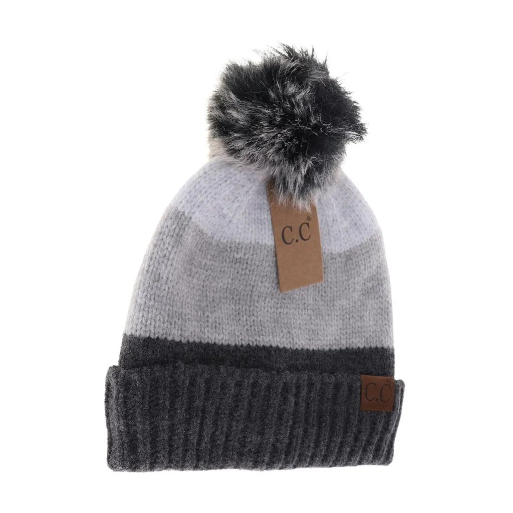 Multi Color Block Pom C.C Beanie HAT4001