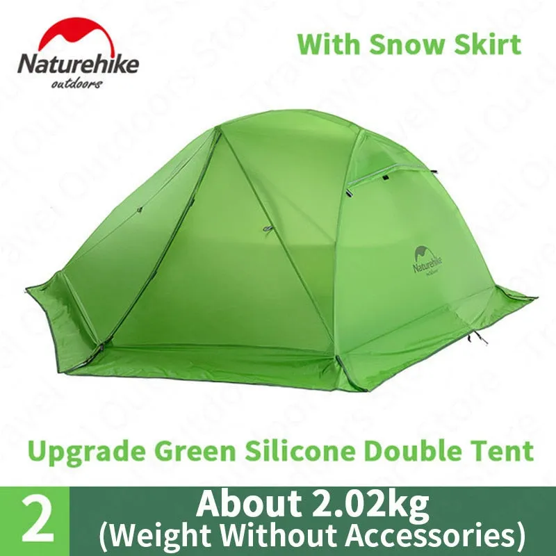 Naturehike Upgraded Star River - 2 Person Ultralight Tent - 20D Silicone, Waterproof Snow Skirt, Free Mat Included