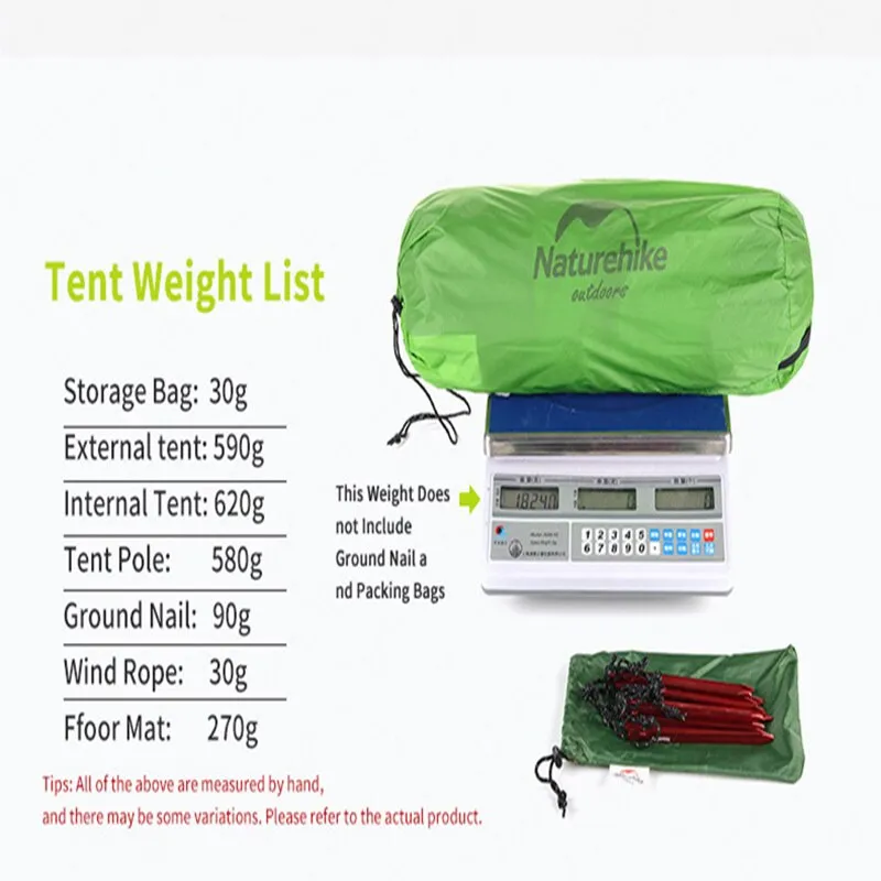 Naturehike Upgraded Star River - 2 Person Ultralight Tent - 20D Silicone, Waterproof Snow Skirt, Free Mat Included