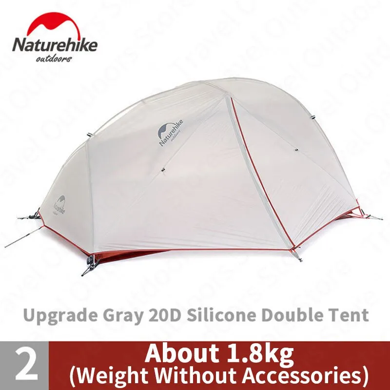 Naturehike Upgraded Star River - 2 Person Ultralight Tent - 20D Silicone, Waterproof Snow Skirt, Free Mat Included