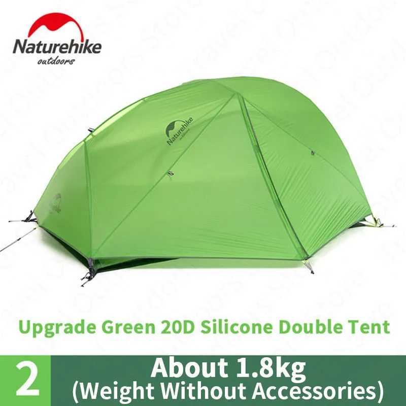 Naturehike Upgraded Star River - 2 Person Ultralight Tent - 20D Silicone, Waterproof Snow Skirt, Free Mat Included